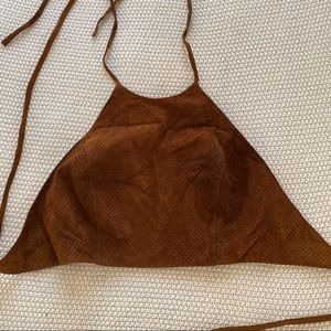 Suede halter crop top
